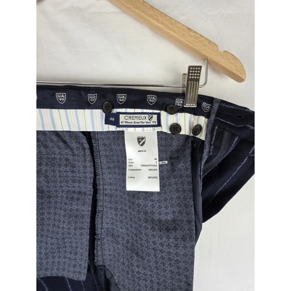 Cremieux Bowery Modern Fit Dress Pants Size 32 All Wool Navy Pinstripe Old Money